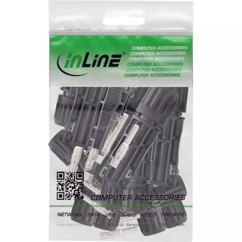 InLine 94010 Conector de cables Standard4/MC4/PV4 negro conector macho/hembra