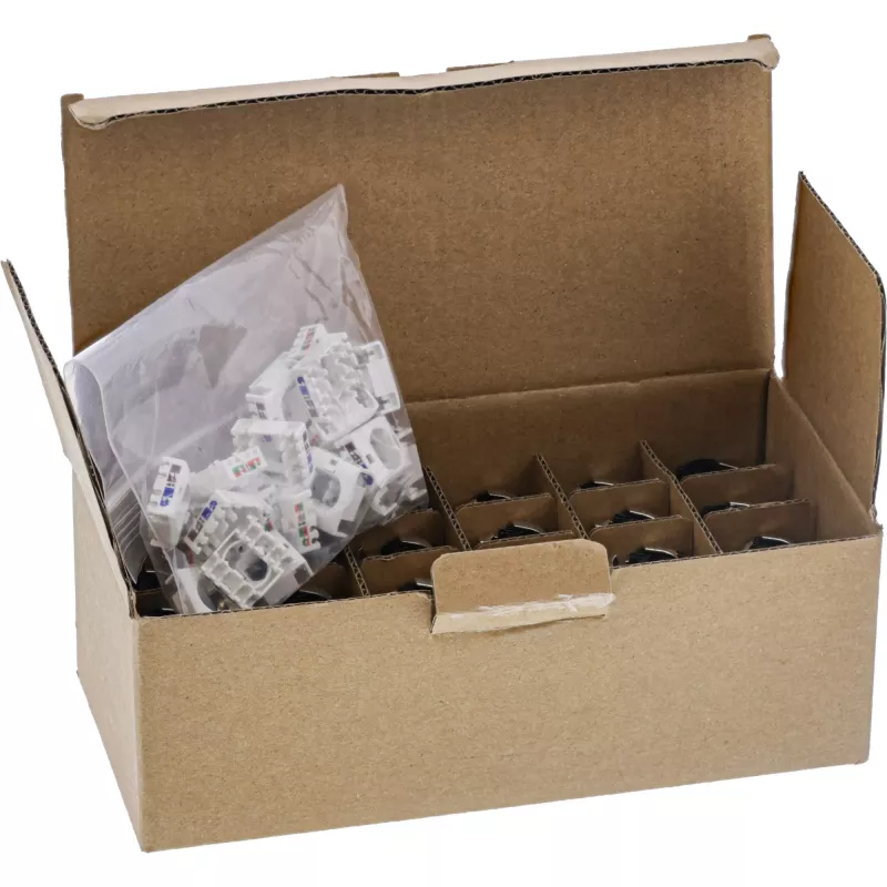 InLine Pack a granel de 24 puertos Keystone RJ45 Jack delgado SNAP-In Cat.6A con brida integrada (B-76202P)