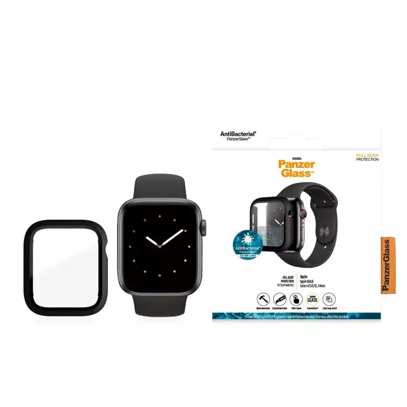 PanzerGlass® funda full body negra Apple Watch SE 3 | SE | 6 | 5 | 4 | 44mm