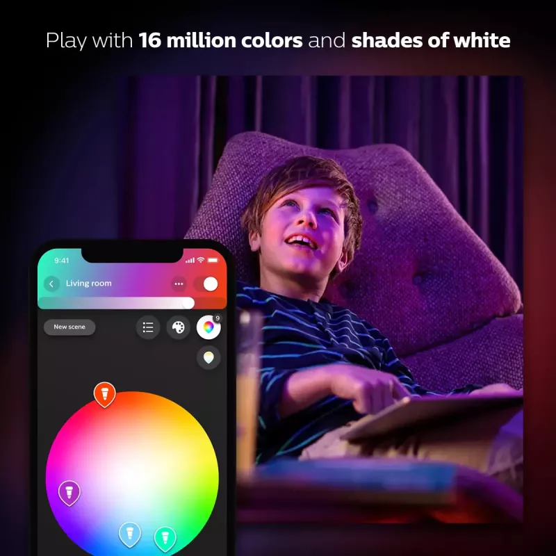Kit de inicio Smart LED Philips Hue White and Colour Ambience — 2× bombillas E27 11W, Bluetooth/Zigbee