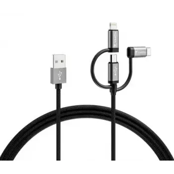 Varta Speed Charge & Sync cable 3-in-1, de USB-A a Lightning/Micro-USB/USB-C