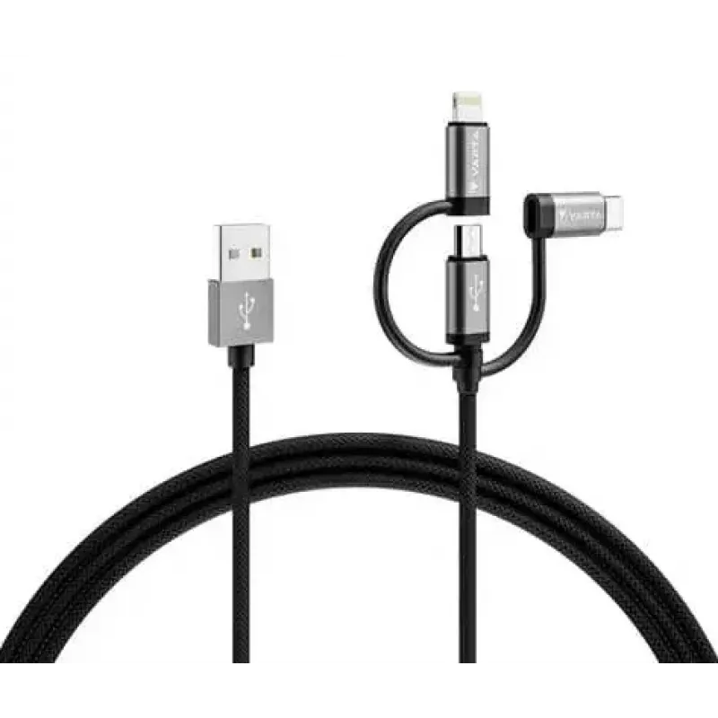 Varta Speed Charge & Sync cable 3-in-1, de USB-A a Lightning/Micro-USB/USB-C