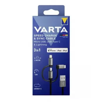 Varta Speed Charge & Sync cable 3-in-1, de USB-A a Lightning/Micro-USB/USB-C