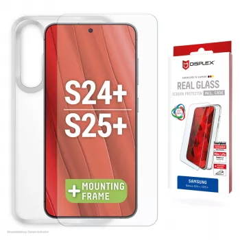 Protector de pantalla Displex + funda para Samsung Galaxy S24+/S25+, marco de montaje Eco, resistente a arañazos