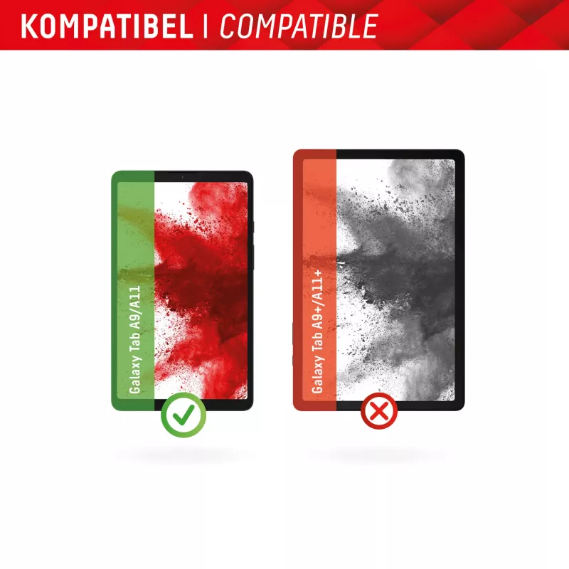 Cristal para tablet Displex (9H) para Samsung Galaxy Tab A11/A9, marco de montaje Eco, irrompible