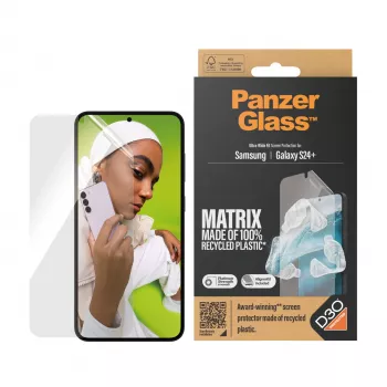 PanzerGlass ® ECO MATRIX protector de pantalla con D3O® para Samsung Galaxy S24+ | ajuste ultra ancho con AlignerKit