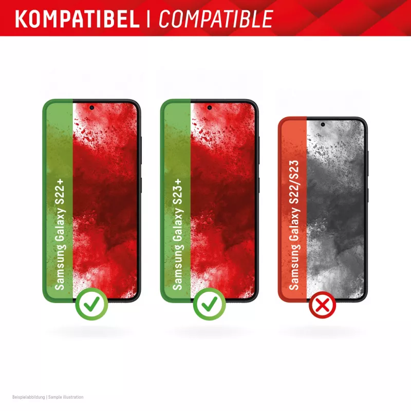 Displex Premium Displayschutzfolie (Full Cover, 10H) para Samsung Galaxy S22+/S23+, marco de montaje Eco, Full Cover