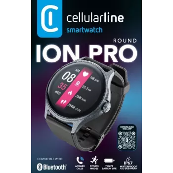 Cellularline ION PRO Round Smartwatch Bluetooth® con app, 3,51 cm (1,38 pulgadas), TFT, pantalla táctil, 0,00064 GB, 98 g