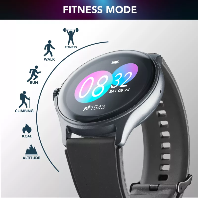 Cellularline ION PRO Round Smartwatch Bluetooth® con app, 3,51 cm (1,38 pulgadas), TFT, pantalla táctil, 0,00064 GB, 98 g