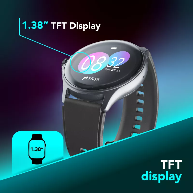 Cellularline ION PRO Round Smartwatch Bluetooth® con app, 3,51 cm (1,38 pulgadas), TFT, pantalla táctil, 0,00064 GB, 98 g