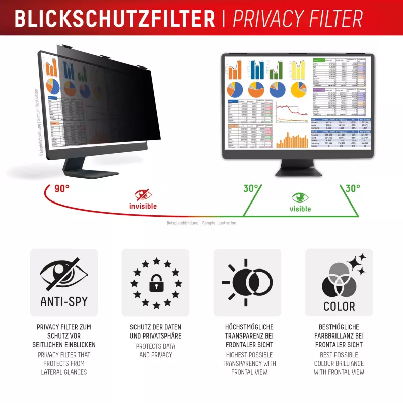 Displex PRIVACY SAFE filtro de privacidad bidireccional extraíble para monitor de escritorio 24'' (16:10)