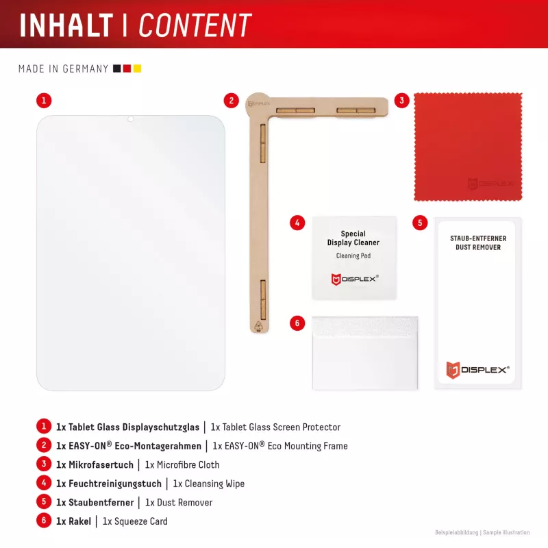 Protector de pantalla Displex Tablet Glass (9H) para Samsung Galaxy Tab S10 FE+, marco de montaje Eco, irrompible