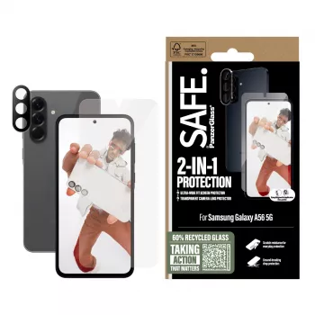 Pack 2 en 1 PanzerGlass SAFE. by ® Samsung Galaxy A56 5G resistente a arañazos y golpes