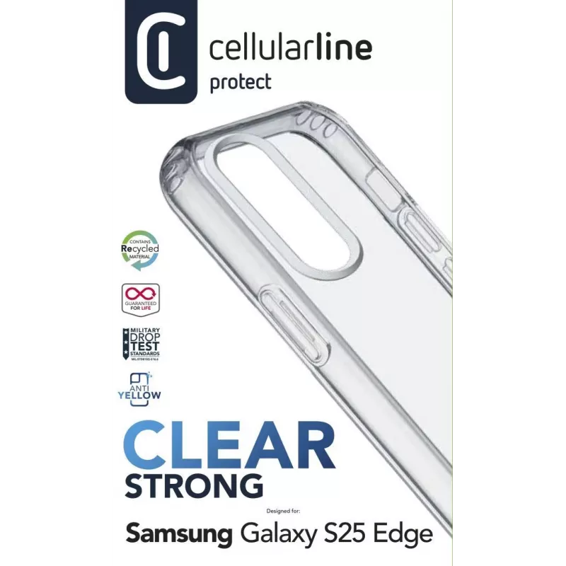 Cellularline Clear Strong – carcasa rígida para Galaxy S25 Edge con bordes de goma