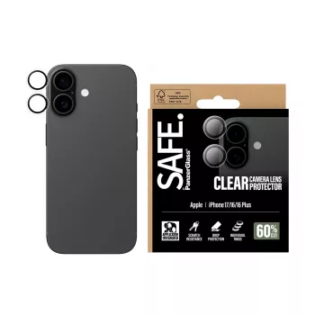 Protector de lente de cámara PanzerGlass SAFE para iPhone 17 16 16 Plus resistente a arañazos y golpes transparente