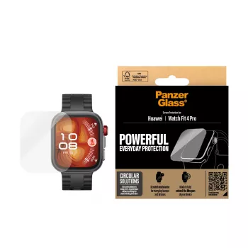 Protector de pantalla PanzerGlass para Huawei Watch Fit 4 Pro — Cristal templado, resistente a arañazos, corte preciso