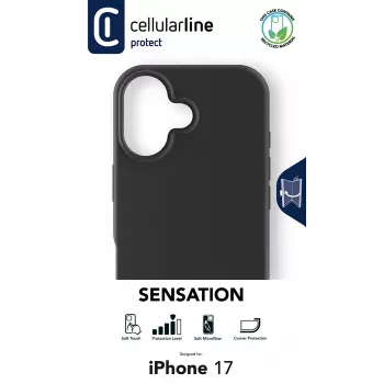 Cellularline Sensation - Funda de silicona ultrasuave para iPhone 17 con acabado soft-touch, perfecta para proteger cada detalle de tu iPhone 17 con elegancia y comodidad.