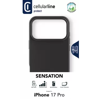 Cellularline Sensation – iPhone 17 Pro Funda de silicona ultrasuave con acabado soft-touch, perfecta para proteger cada detalle de tu iPhone 17 Pro con elegancia y comodidad.