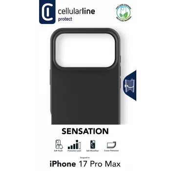 Cellularline Sensation - iPhone 17 Pro Max Funda de silicona ultraligera con superficie soft-touch, perfecta para proteger cada detalle de tu iPhone 17 Pro Max con elegancia y comodidad.