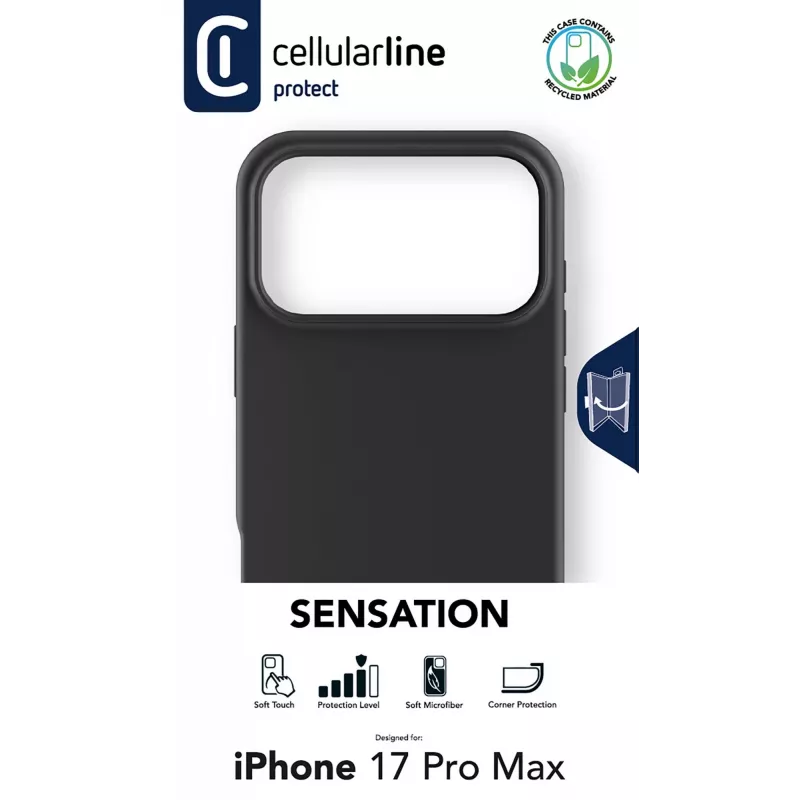 Cellularline Sensation - iPhone 17 Pro Max Funda de silicona ultraligera con superficie soft-touch, perfecta para proteger cada detalle de tu iPhone 17 Pro Max con elegancia y comodidad.