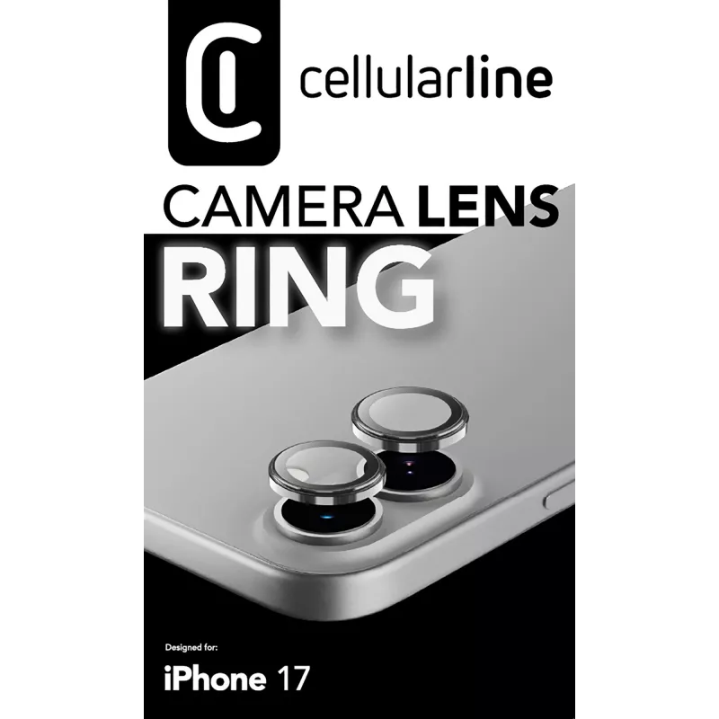 Cellularline Anillo de lente de cámara - iPhone 17 Cristal templado para protección de la cámara