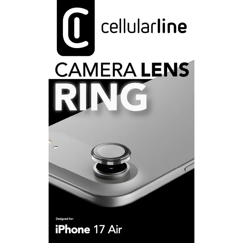 Cellularline Camera Lens Ring - iPhone Air Cristal templado para protección de la cámara