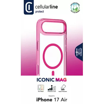Cellularline Iconic Mag - iPhone Air Funda transparente con bordes de color, compatible con el ecosistema MagSafe