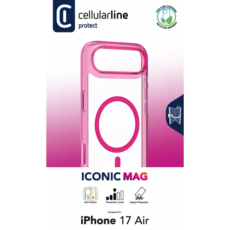 Cellularline Iconic Mag - iPhone Air Funda transparente con bordes de color, compatible con el ecosistema MagSafe