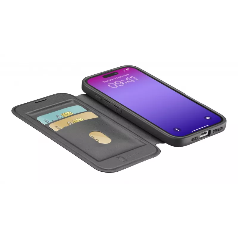 Cellularline Daily Mag - iPhone 17 Pro Funda tipo libro con parte trasera rígida semitransparente, compatible con el ecosistema MagSafe®