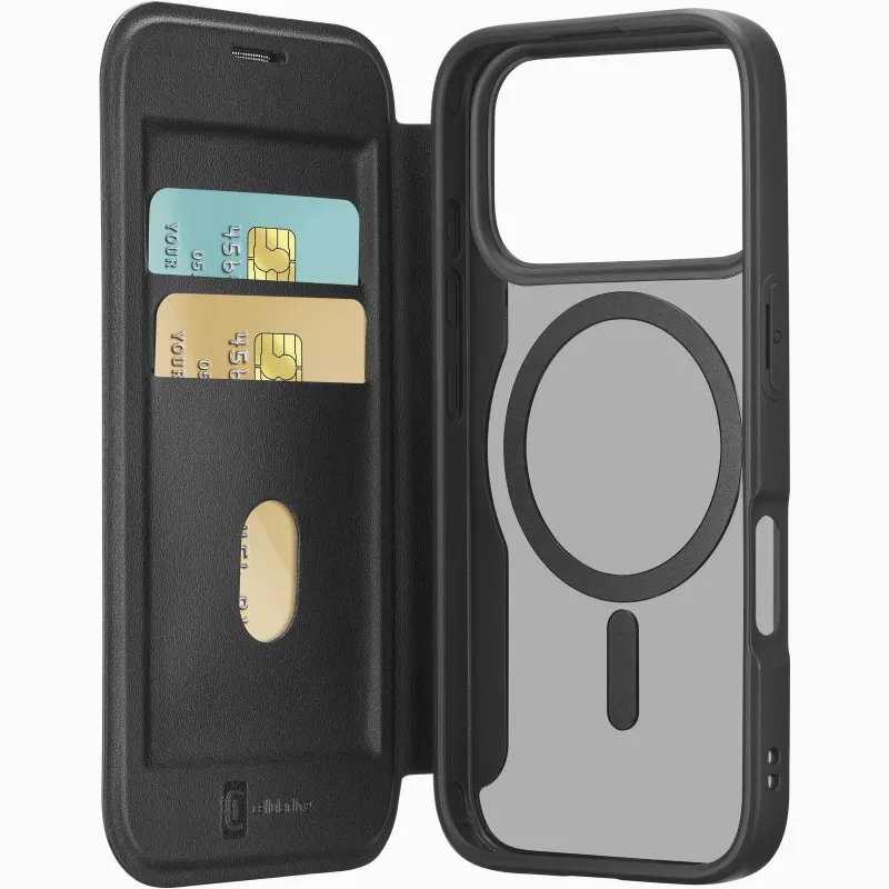 Cellularline Daily Mag - iPhone 17 Pro Funda tipo libro con parte trasera rígida semitransparente, compatible con el ecosistema MagSafe®