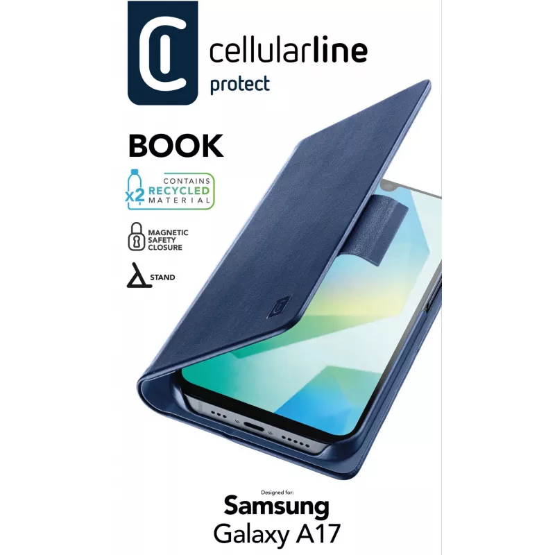 Cellularline Book - Galaxy A17 Funda tipo libro, folio, Samsung, Galaxy A17, 17 cm (6,7 inch), Azul
