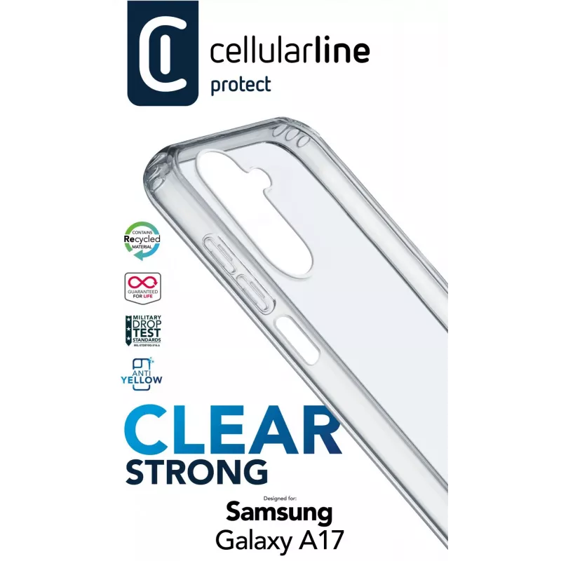 Cellularline Clear Strong – Galaxy A17 Carcasa rígida con bordes de goma