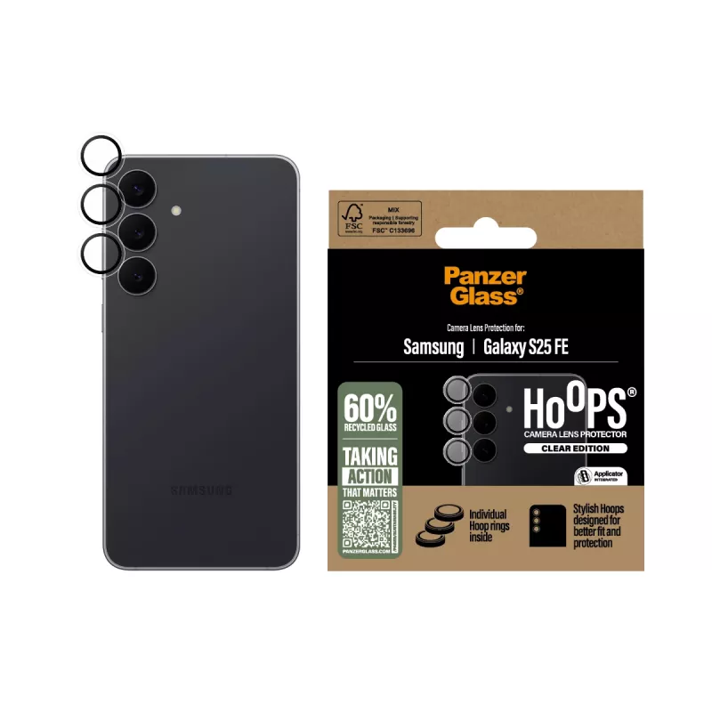 Protector de objetivo de cámara PanzerGlass Samsung Galaxy S25 FE 5G resistente a arañazos y golpes