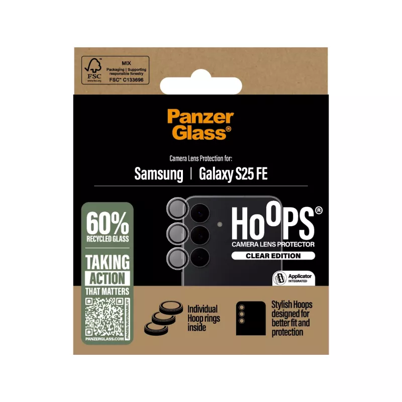 Protector de objetivo de cámara PanzerGlass Samsung Galaxy S25 FE 5G resistente a arañazos y golpes
