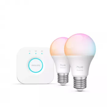 Philips Hue White and colour ambience Essential Starter-Kit: 2 bombillas inteligentes E27 (806 lm)