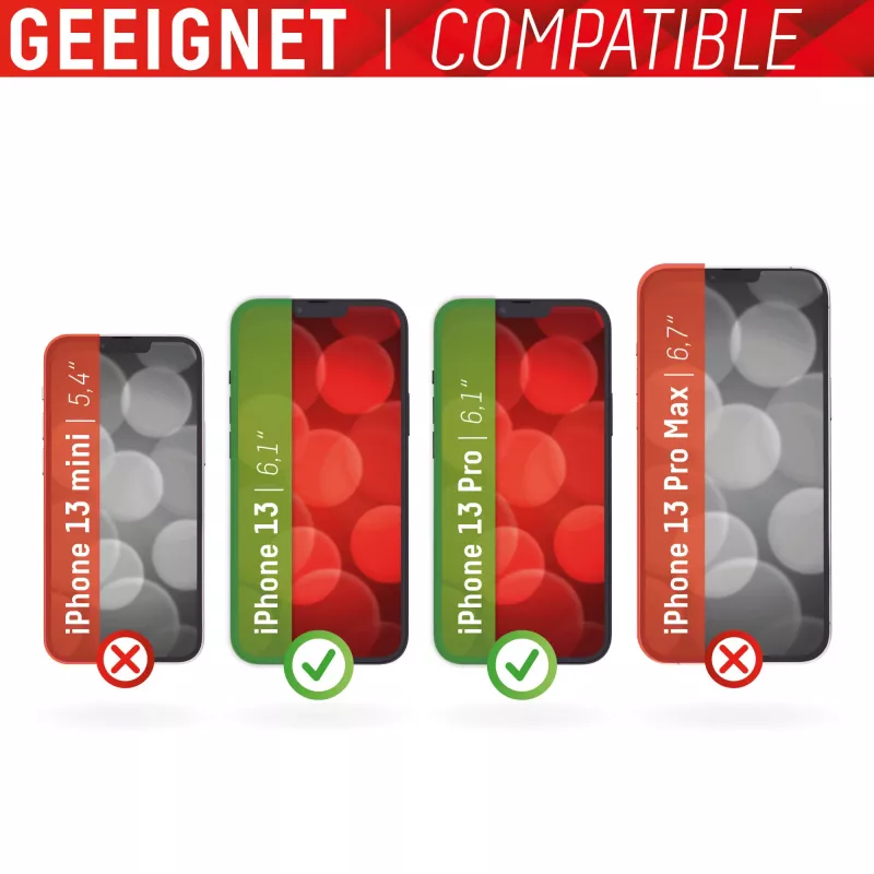 Displex Smart Glass (9H) para Apple iPhone 13/13 Pro, adhesivo de montaje, irrompible