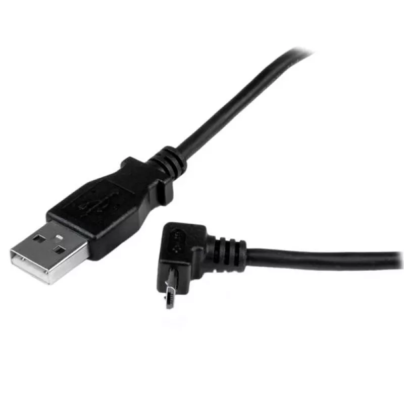 StarTech.com Cable micro-USB de 2m - A a Micro B acodado, 2 m, USB A, Micro-USB B, USB 2.0, macho/macho, negro