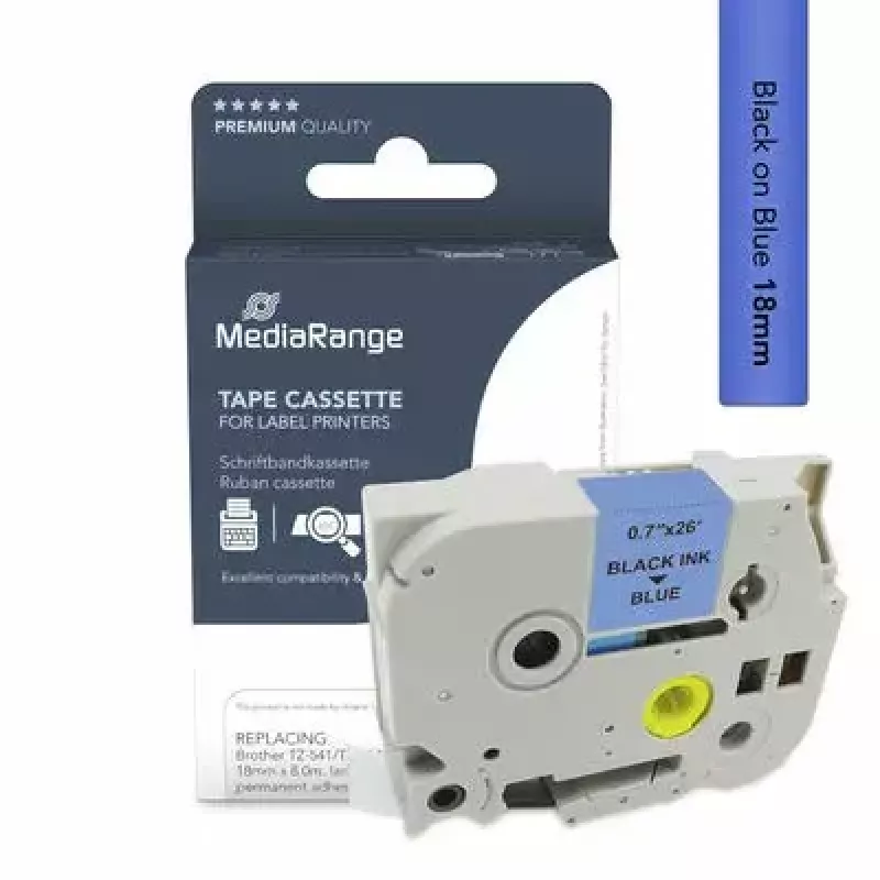 Cinta para impresora MediaRange MRBTZ541 negra 1,8 cm 8 m