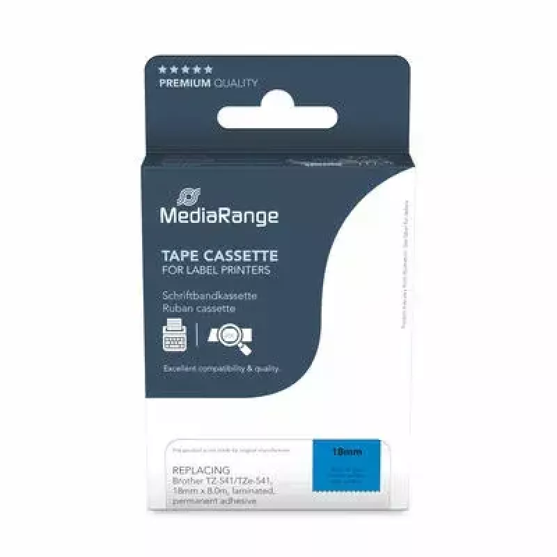 Cinta para impresora MediaRange MRBTZ541 negra 1,8 cm 8 m
