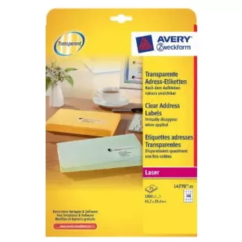 Etiquetas para impresora No name Avery L4770-25 — poliéster transparente, láser, 1000 uds.