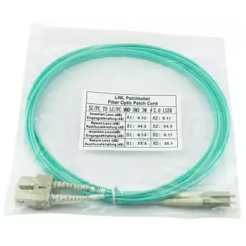 BlueOptics 055702K512000003M-BO Cable de conexión de fibra óptica dúplex (compatible con Corning), LC-UPC/SC-UPC, multimodo OM3 50/125 µm, 3 m