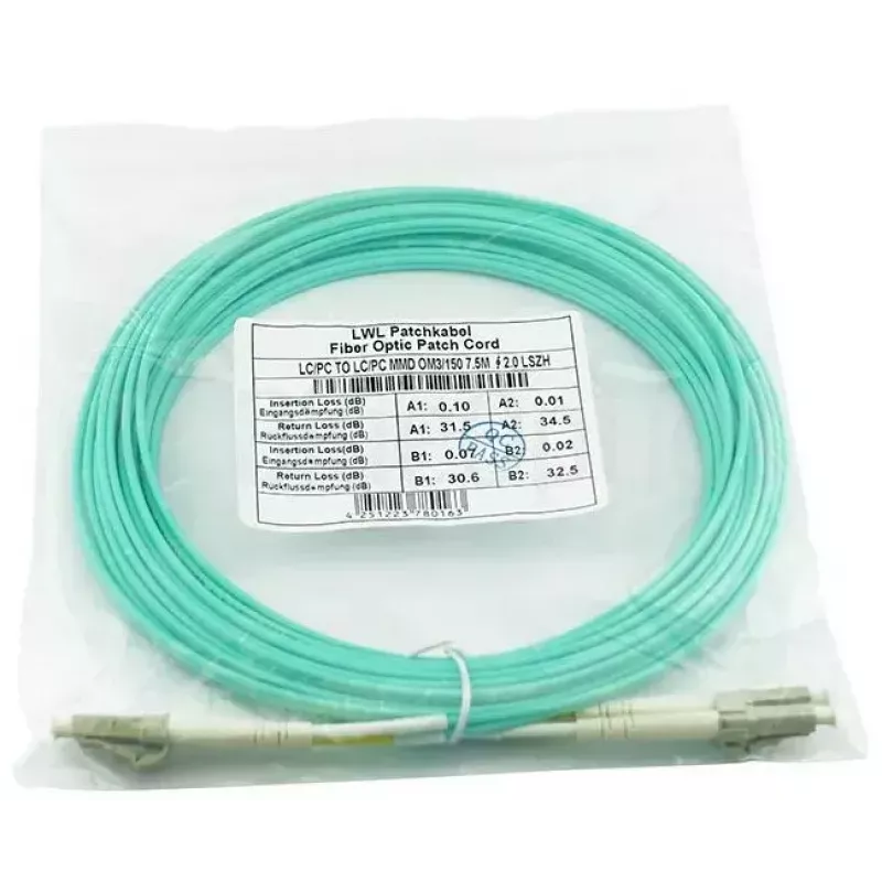 BlueOptics 050502T512000010M-BO Cable de conexión de fibra óptica dúplex (compatible con Corning), LC-UPC/LC-UPC, multimodo OM3 50/125 µm, 10 m