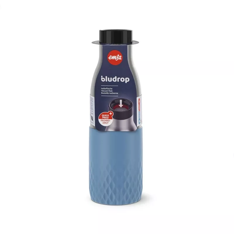 Botella de bebida EMSA Bludrop Sleeve N3110700 fitness, deporte 500 ml acero inoxidable azul, acero inoxidable