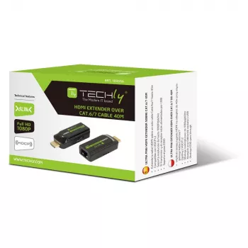 Techly IDATA EXT-E70S Extensor AV transmisor y receptor AV negro