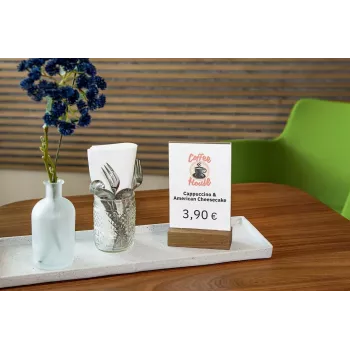 Soporte para carteles Sigel TA252 A6 acrílico madera marrón transparente