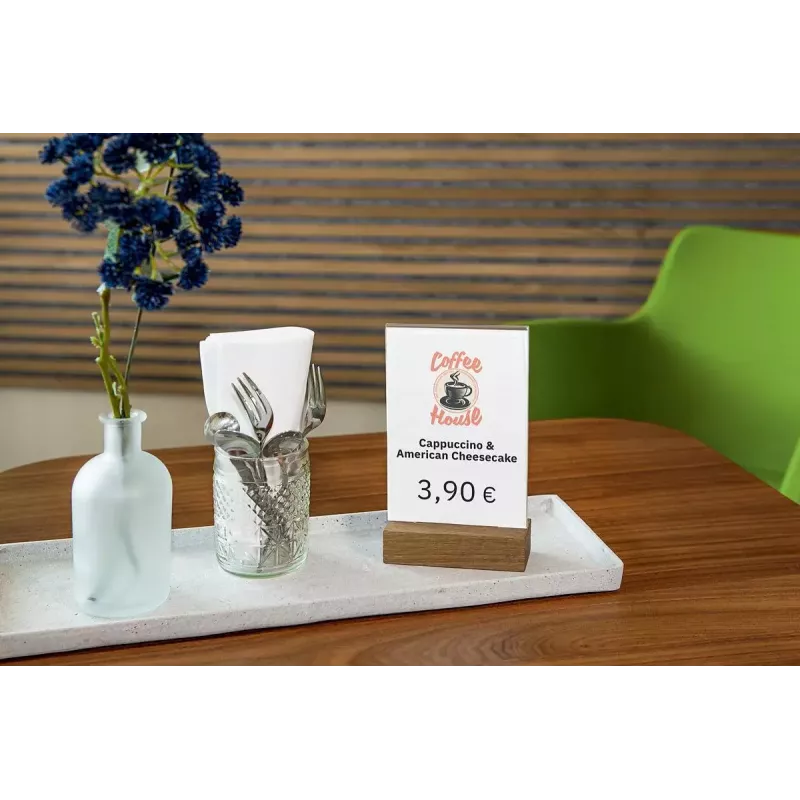 Soporte para carteles Sigel TA252 A6 acrílico madera marrón transparente