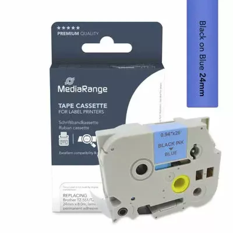 Cinta para impresora MediaRange MRBTZ551 negra 2,4 cm 8 m