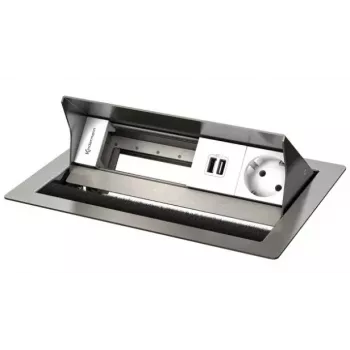 Toma de conexión de mesa Tipo F Kindermann 7492000151 Acero inoxidable Blanco