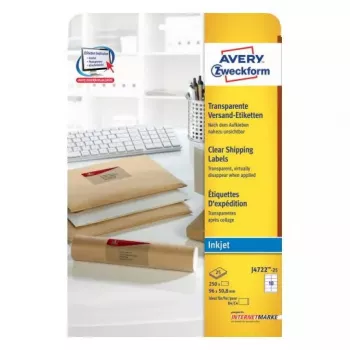 Etiqueta autoadhesiva Avery J4722-25 rectángulo redondeado transparente