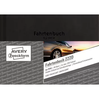 Avery Zweckform 222D Libro de registro de vehículo (Fahrtenbuch), A6 apaisado, 48 hojas, tapa dura
